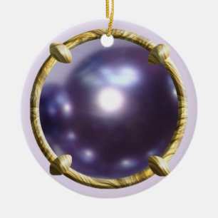 Purple, Violet Pearl Design Ceramic Ornament