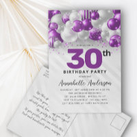 Purple Violet Silver Balloon Any Age Birthday