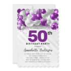 Purple Violet Silver Balloon Glitter 50th Birthday