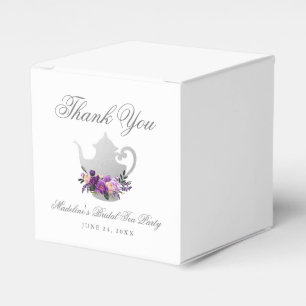 Purple Violet Silver Tea Party Bridal Shower Favor Box