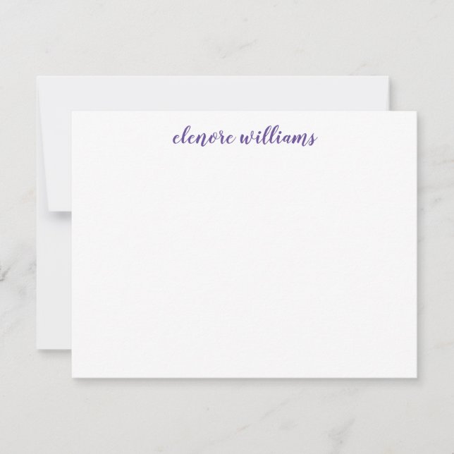 Purple Violet Stylish Trendy Modern Elegant Script Card (Front)