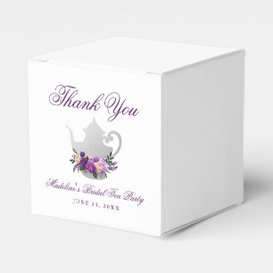 Purple Violet Tea Party Bridal Shower Favor Box