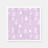 Purple Violet Trees Winter Christmas Paper Napkins