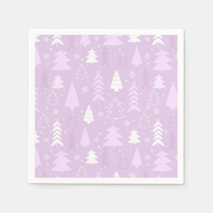 Purple Violet Trees Winter Christmas Paper Napkins
