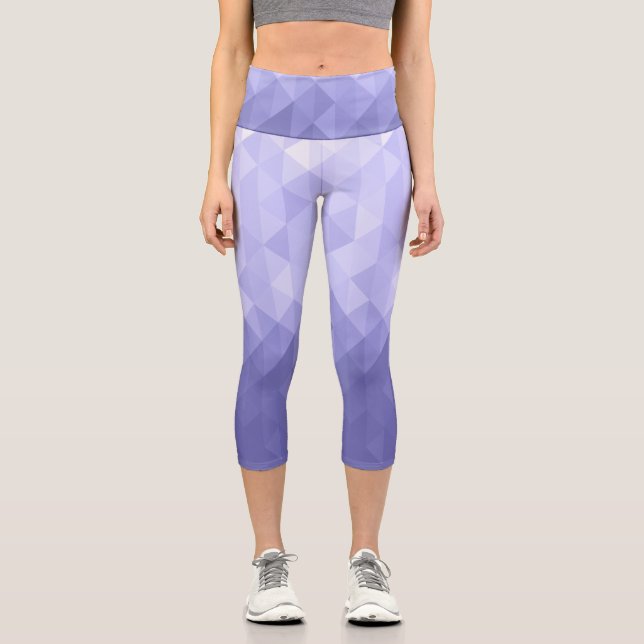 Purple violet triangle geometric squares capri leggings (Front)