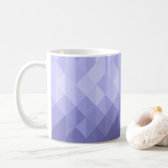 Purple violet triangle geometric squares coffee mug (With Donut)