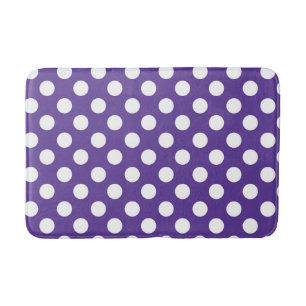 Purple Violet & White Polka Dots Bath Mat