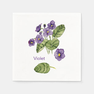 purple violets botanical watercolor Paper Napkin