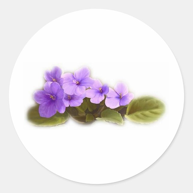 purple violets - customizable classic round sticker (Front)