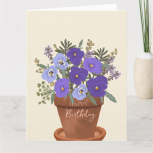 Purple Violets February Birth Flower Bouquet  Card