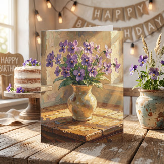Purple Violets | Happy Birthday to my Friend Card