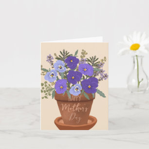 Purple Violets in a Pot – Mother’s Day Floral Card