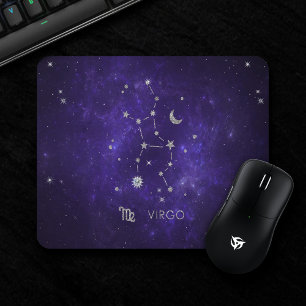 Purple Virgo Zodiac   Cosmic Astrology Horoscope Mouse Pad