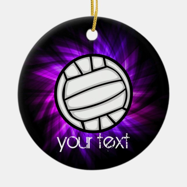 Purple Volleyball Ceramic Ornament (Front)