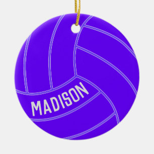 Purple Volleyball Custom Text Christmas Ornament