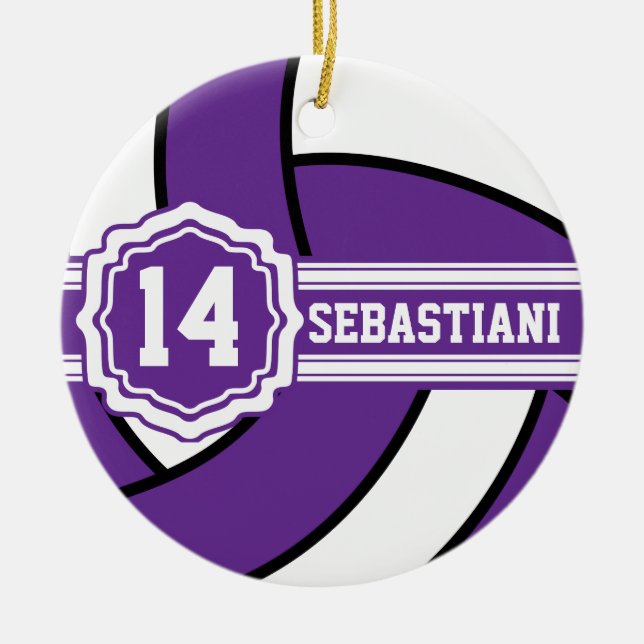 Purple Volleyball 🏐 | DIY Name and Number Ceramic Ornament (Front)