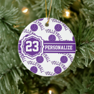Purple Volleyball   DIY Name and Number Ceramic Ornament