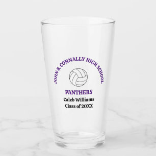 Purple Volleyball Player Personalized Team Glass
