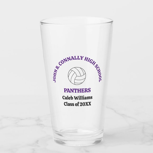 Purple Volleyball Player Personalized Team Glass (Front)