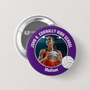 Purple Volleyball Player Photo High School Spirit 2 Inch Round Button