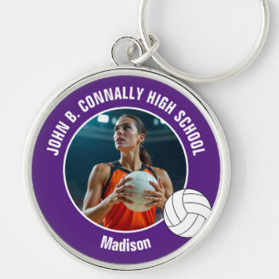 Purple Volleyball Player Photo Keepsake Keychain