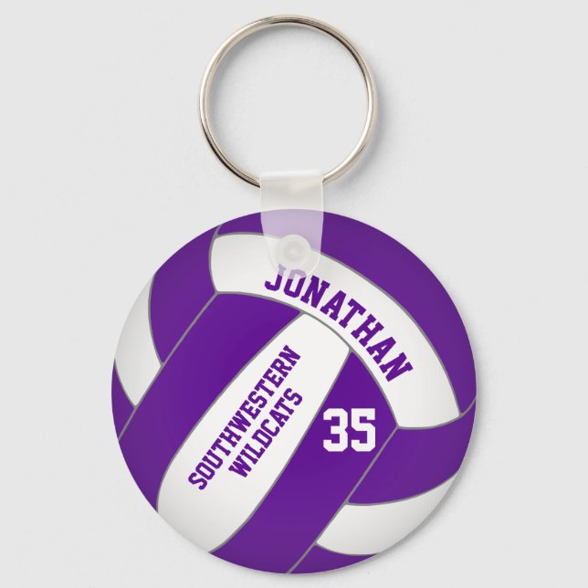 purple volleyball player team name keychain (Front)
