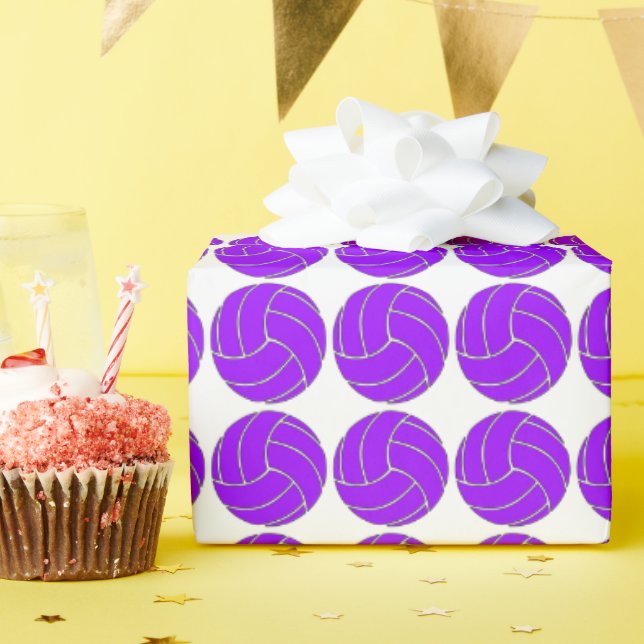 Purple Volleyball Sports Player or Coach Party Wrapping Paper (Birthday Party)