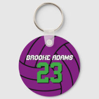 Purple Volleyball Sports Team Athletes Keychain