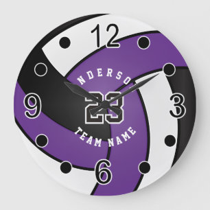 Purple Volleyball Style with DIY Text Large Clock