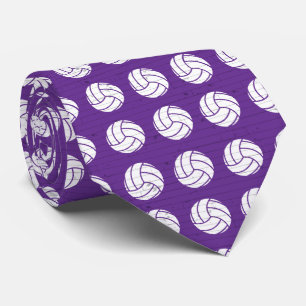 Purple Volleyball Wood Floor Patterned Tie