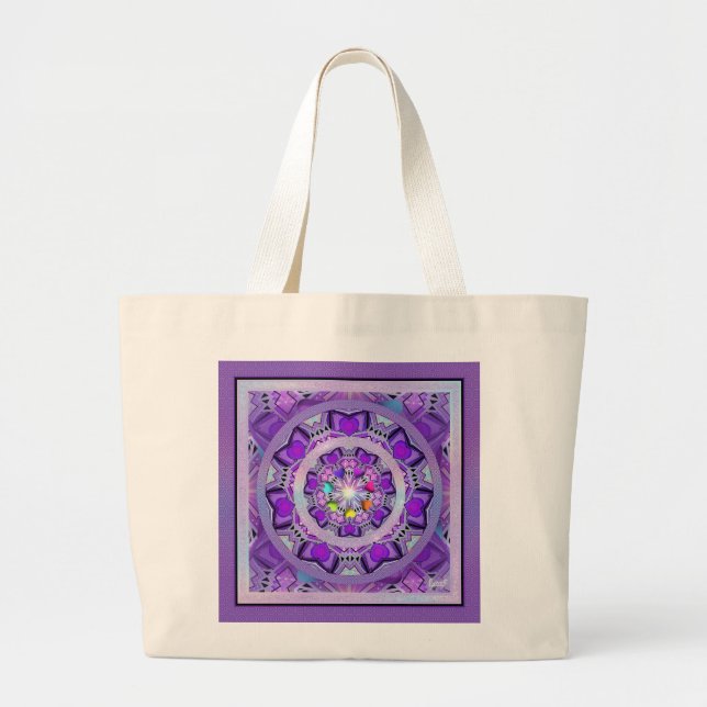 Purple W2 Large Tote Bag (Front)