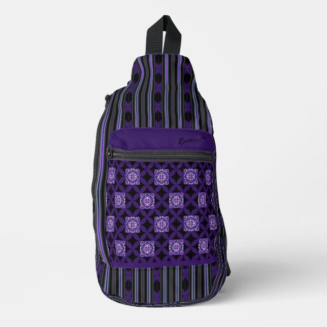 purple w3 printed backpack (Front)