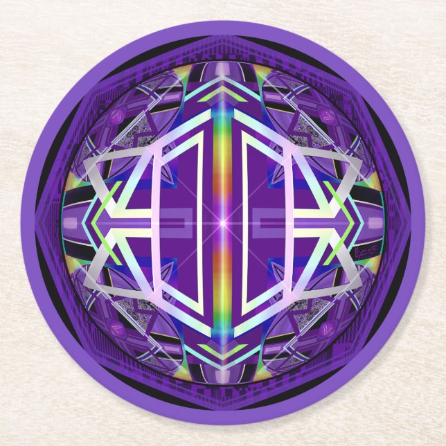 Purple W3 Round Paper Coaster (Front)