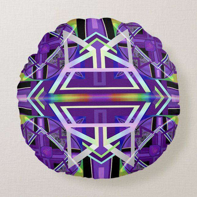 Purple W3 Round Pillow (Front)