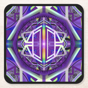 Purple W3 Square Paper Coaster