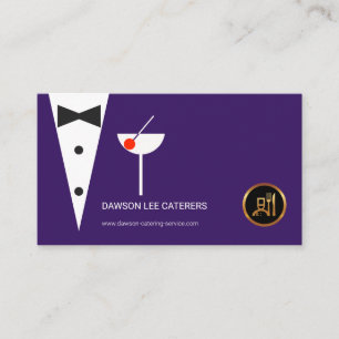 Purple Waiter's Tuxedo Creative Martini Glass Business Card