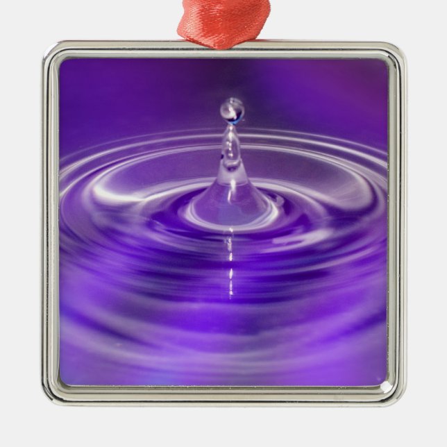 Purple Water Drop Metal Ornament (Front)