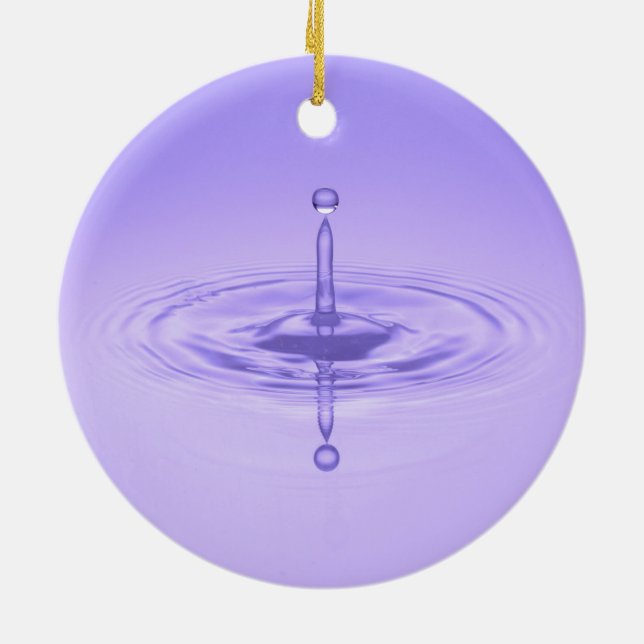 Purple Water Drop Reflection Limitless Ocean Love Ceramic Ornament (Back)