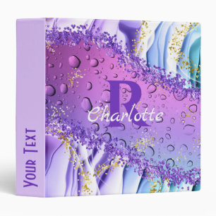 Purple Water Droplets   Blue and White Ombre Binder