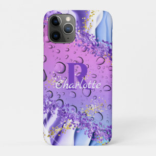 Purple Water Droplets   Blue and White Ombre iPhone 11 Pro Case