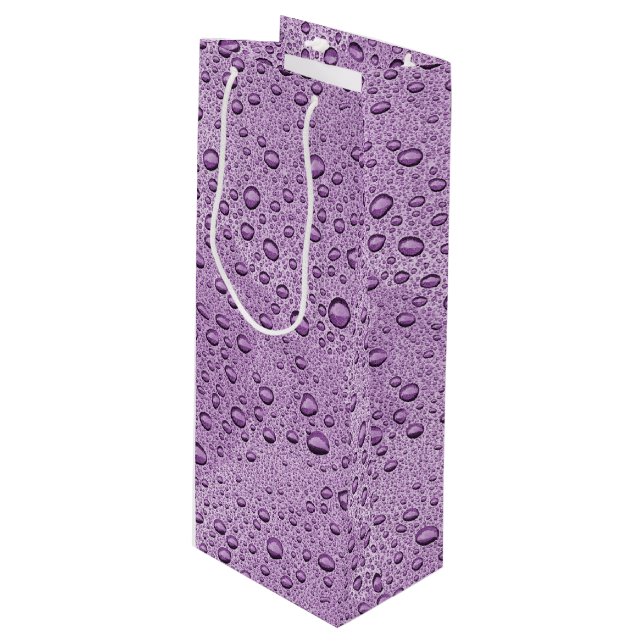 Purple water droplets wine gift bag (Front Angled)