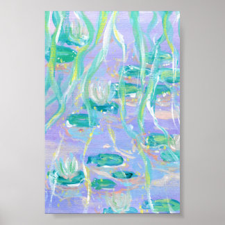 Purple Water Lilies Print, Value Poster Paper