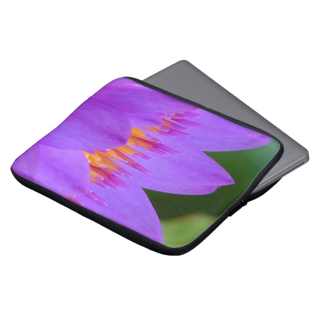 Purple Water Lily Flower Blossom Laptop Sleeve (Front Top)