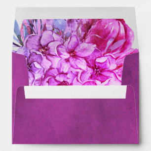 Purple watercolo flowers and pumpkins fall wedding envelope