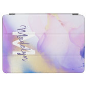 Purple Watercolor Abstract Girly Luxury Monogram iPad Air Cover (Horizontal)