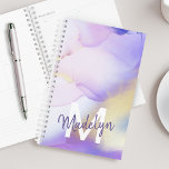 Purple Watercolor Abstract Girly Luxury Monogram Planner<br><div class="desc">Easily personalize this glamourous style abstract lilac watercolor paint and faux gold spray background with your custom details.</div>