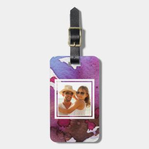 Purple Watercolor Add your Name Luggage Tag