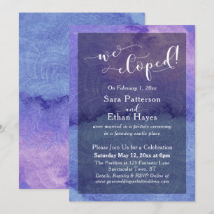 Purple Watercolor and Mandala We Eloped Reception Invitation