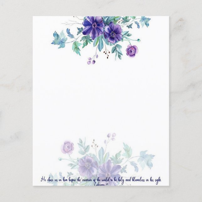 Purple watercolor anemone Ephesians 4:1  (Front)