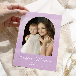 Purple Watercolor Arch 2 Photo Easter Wishes Holiday Card